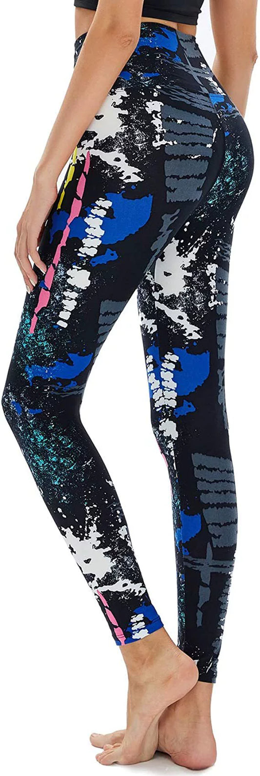 Women's High-Waist Look Printed Leggings – Ultra-Soft Cotton Blend, Stretchable Tights with Comfortable Waistband for Daily Wear, Yoga & Travel